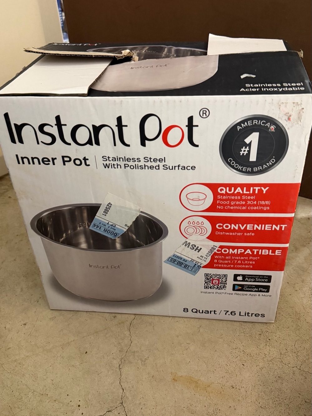 Stainless Steel Inner Instant Pot - Silver New in packaging 8qt